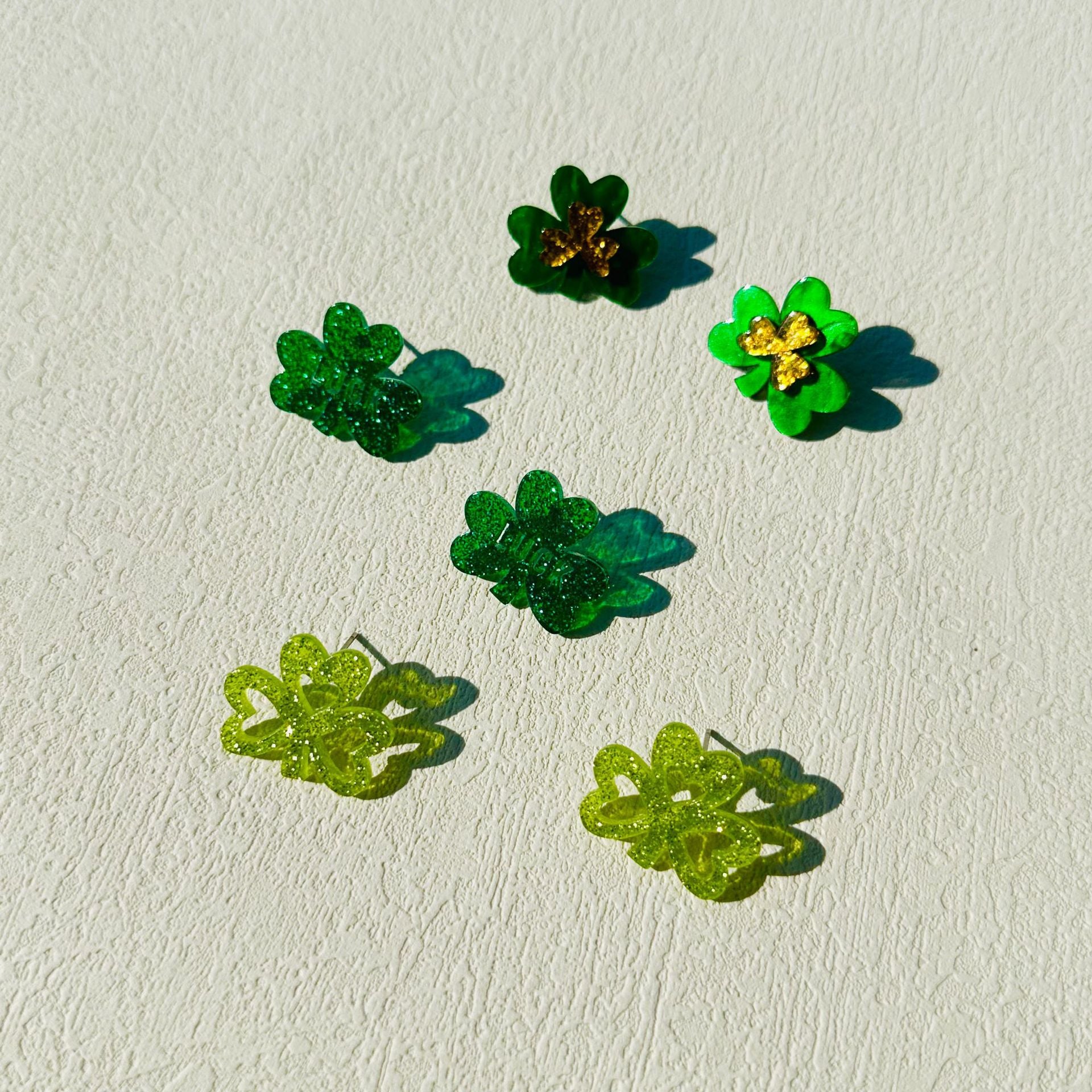 Wholesale 3pcs/set  St. Patrick's Day clover green luck acrylic earrings