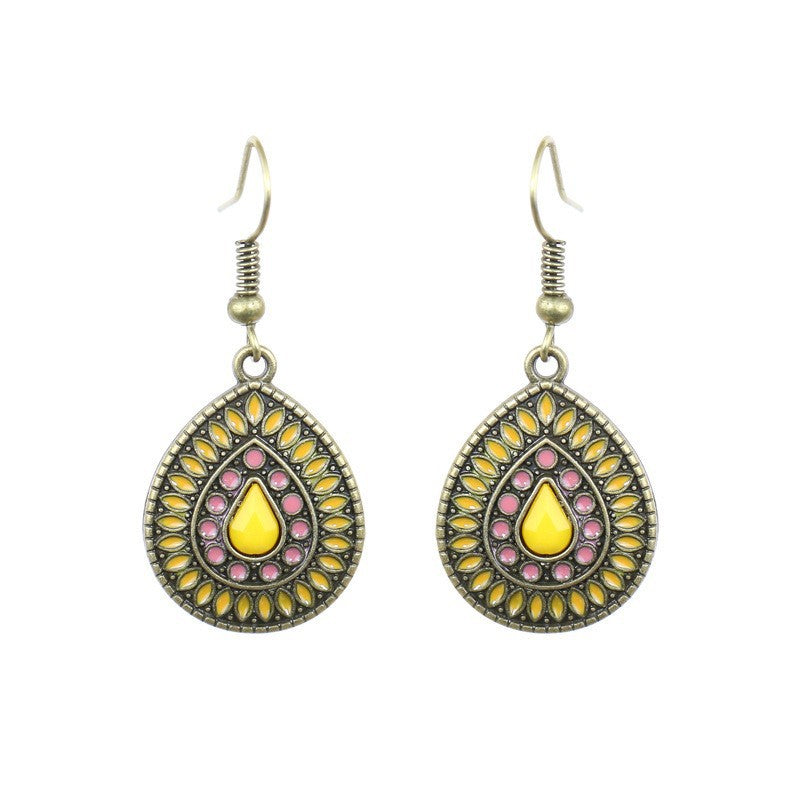 Wholesale Vintage Alloy Geometric Water Drop Oil Drop Tassel Earrings Party Jewelry Accessory
