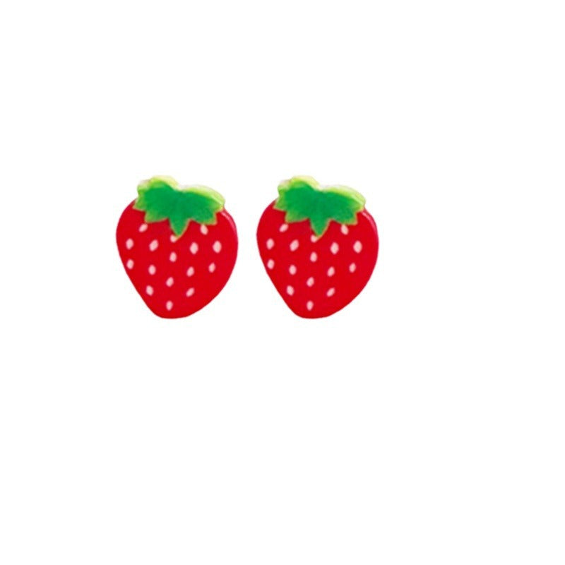 Wholesale 2 Pairs/Pack UFO Turtle Shell Strawberry Avocado Acrylic Earrings ACC-ES-HY096
