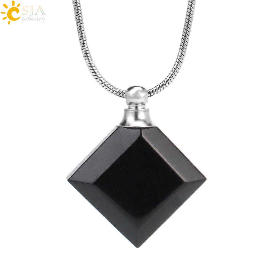 Wholesale Natural Stone Crystal Perfume Diffuser Small Pendant Necklace ACC-NE-HuaiShe004