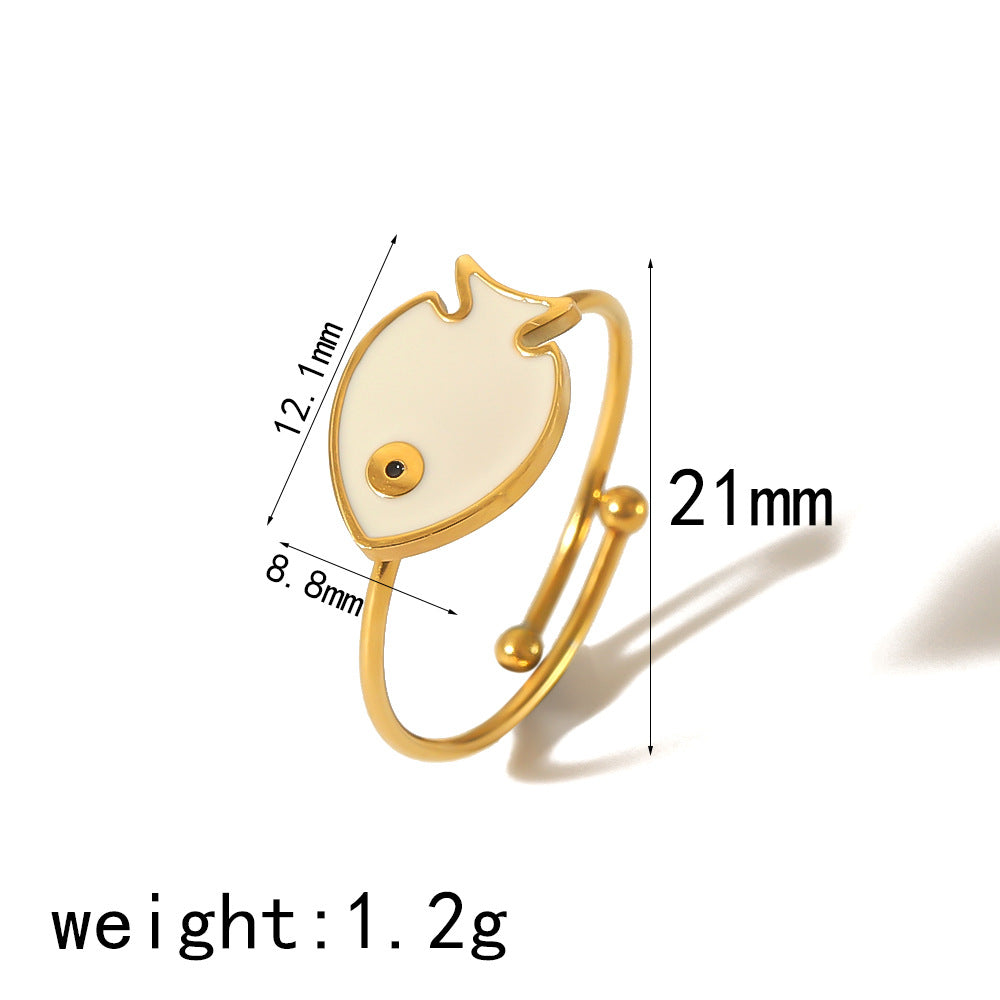 Wholesale Four Leaf Clover Love Heart 18K Gold Stainless Steel Open Adjustable Rings ACC-RS-LiQuan002