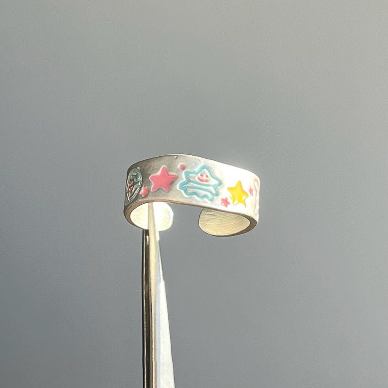 Wholesale Painted Christmas tree doodle matte ring