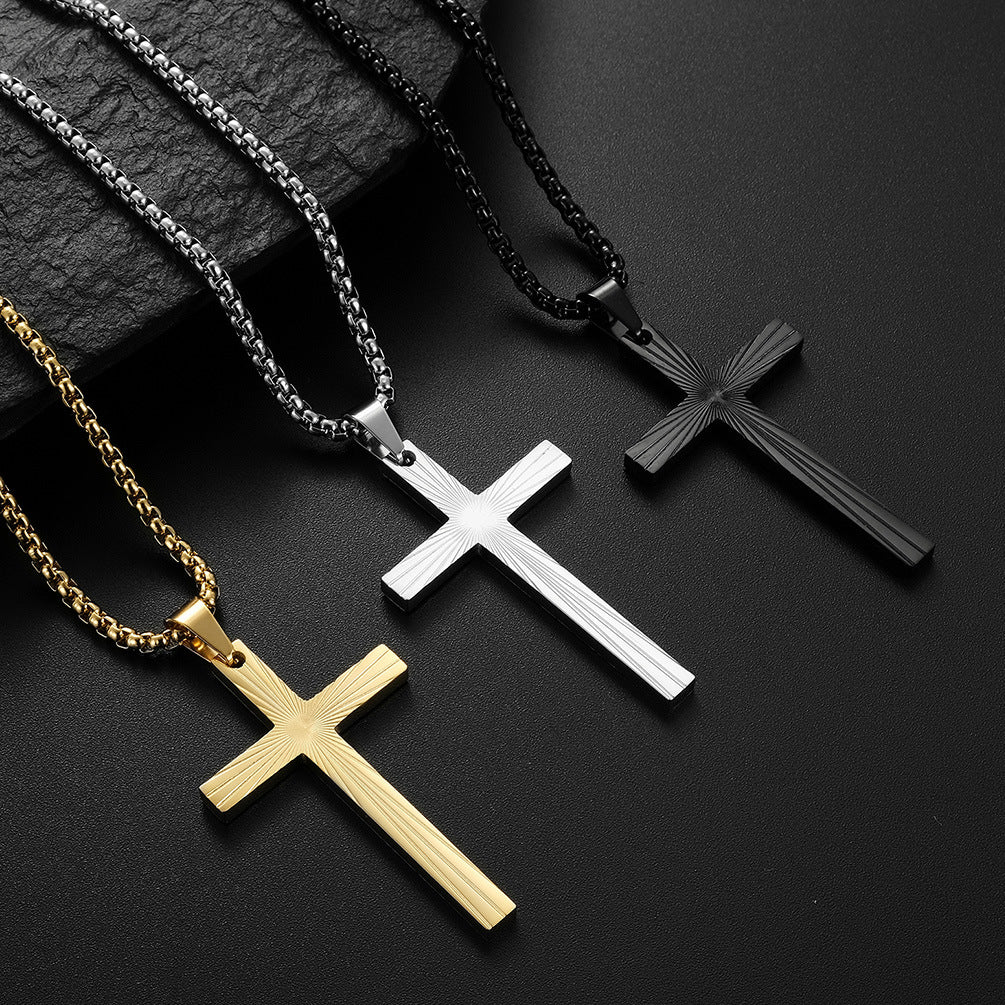 Wholesale Stainless Steel Polished Cross Pendant Necklace Fashion Accessory for Gift or Layering