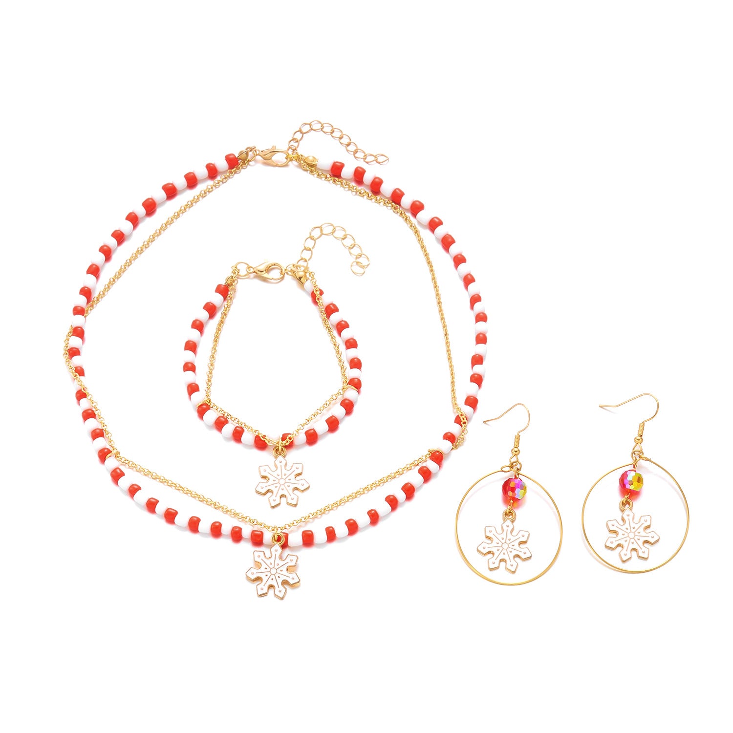Wholesale Cartoon Christmas Beaded Necklace Bracelet Set