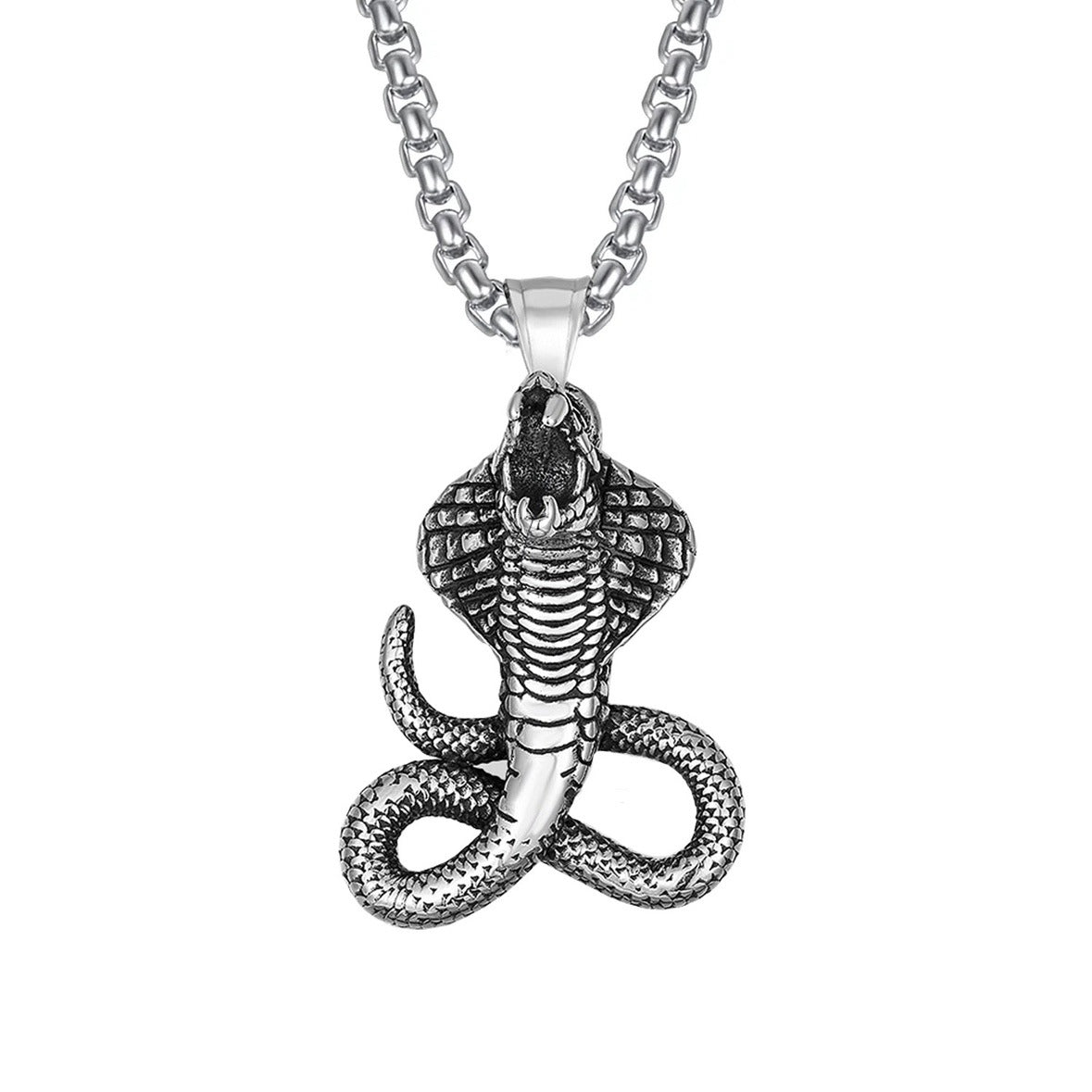 Wholesale Retro Cobra Pendant Necklace Zinc Alloy Punk Rock Fashion Accessory for Men and Women