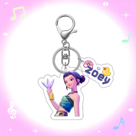 Wholesale Demon Hunter Girls Group Two-piece Acrylic Keychain