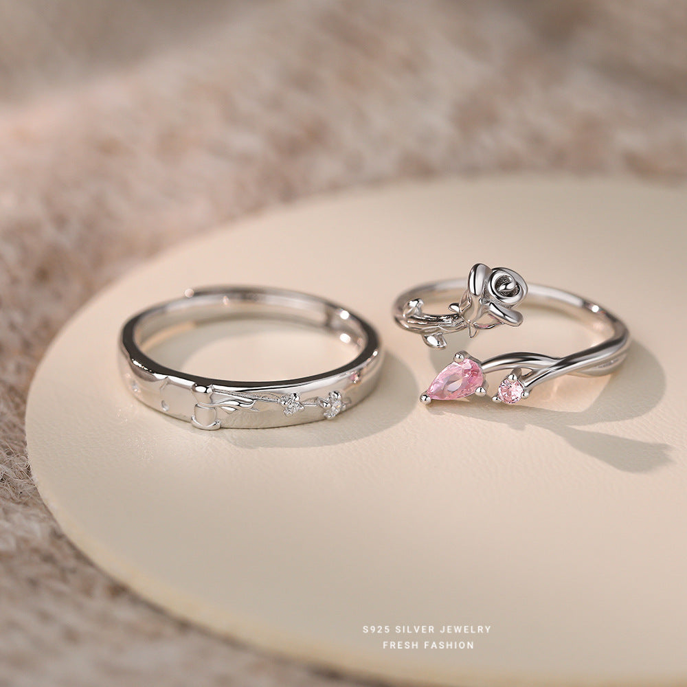 Wholesale Prince and Rose Couple S925 Sterling Silver Ring