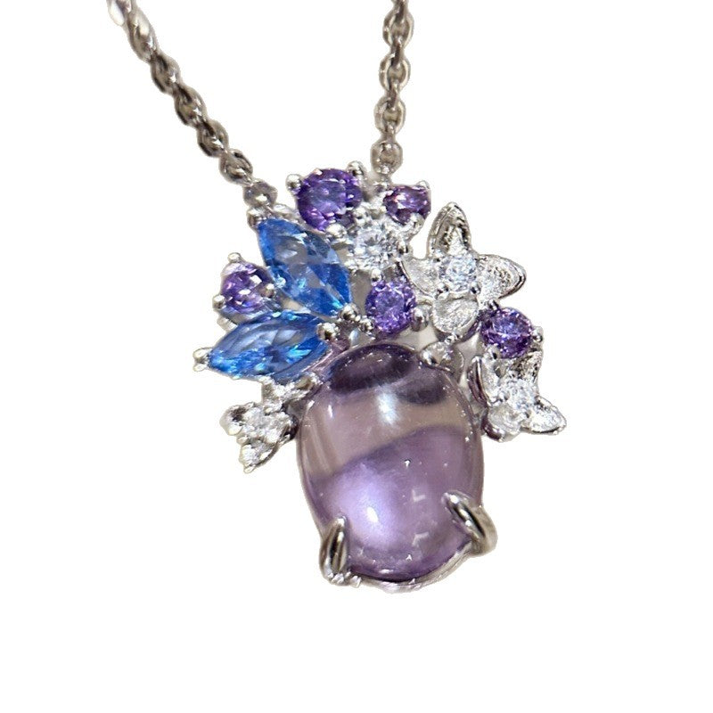 Wholesale Electroplated Alloy Wisteria Flower 3 Piece Jewelry Set Necklace Earrings Ring For Women Elegant Banquet Fashion Accessory