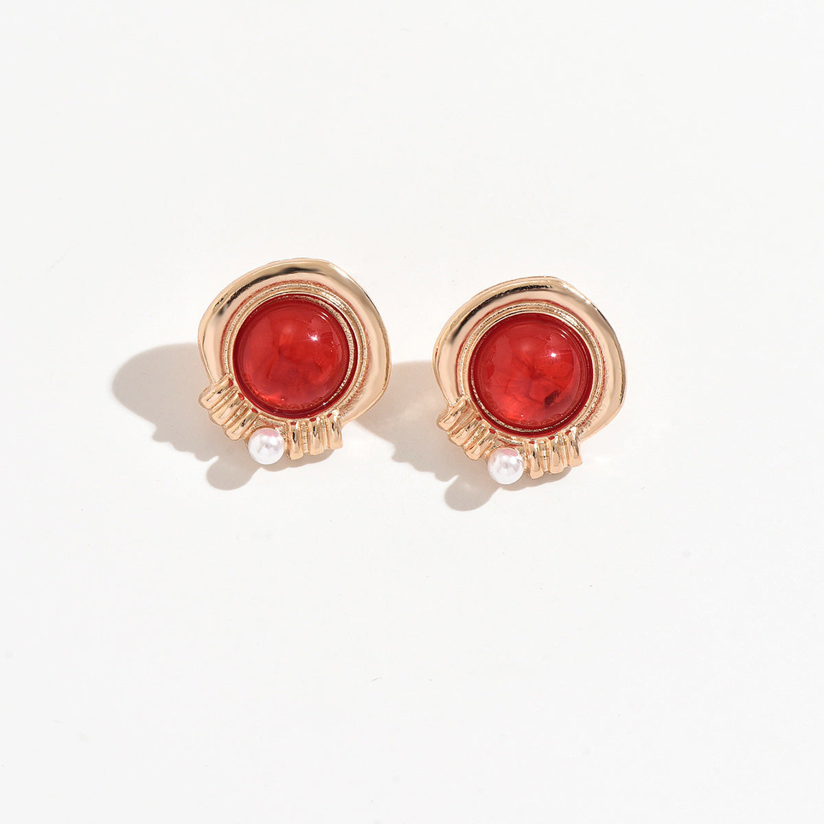 Wholesale French Geometric Imitation Pearl Ear Studs Boutique Resale Jewelry Accessory
