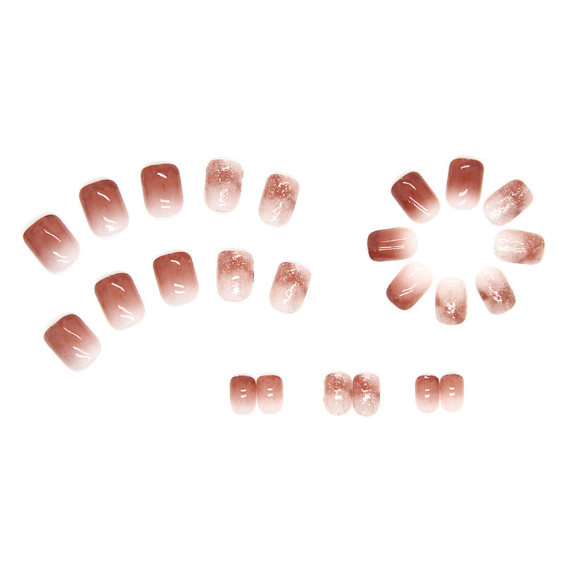 Wholesale  24 Pieces/box Red Brown Gradient Nails Kits Nail Stickers