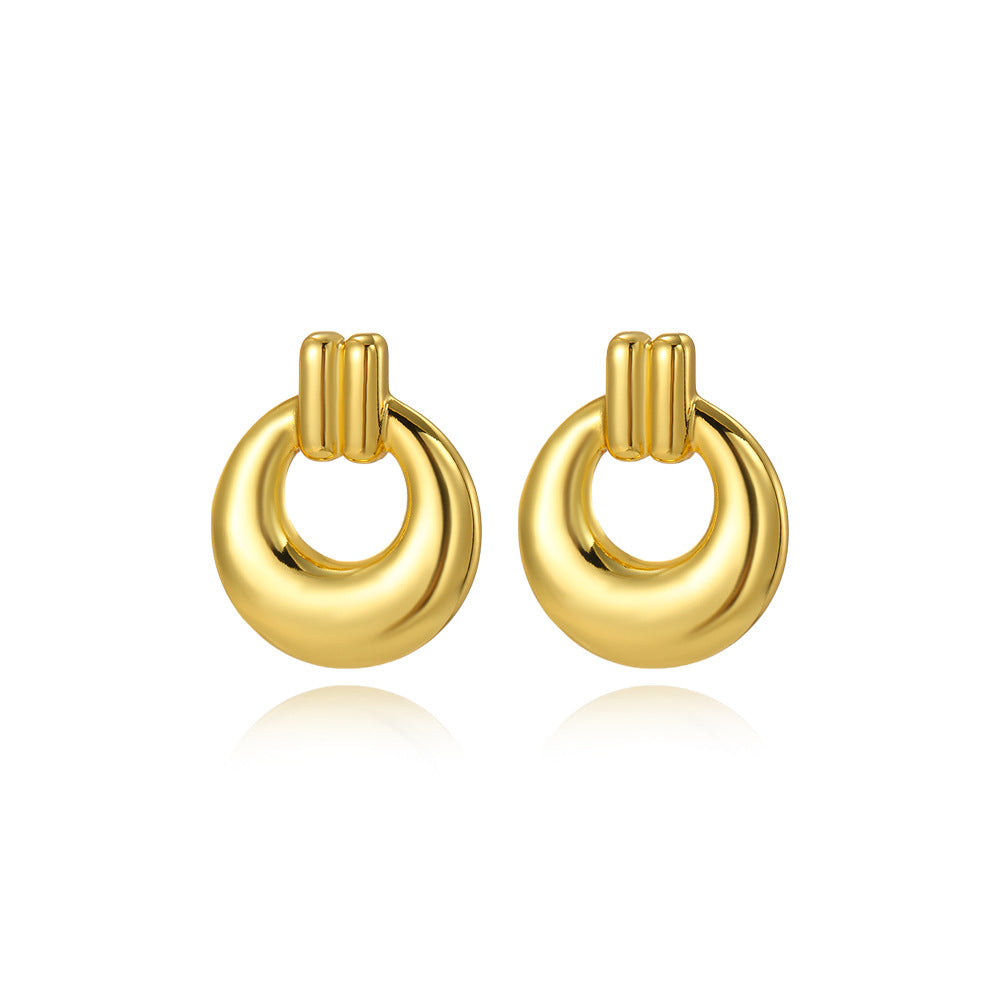 Wholesale geometric exaggerated smooth hollow tube winding earrings