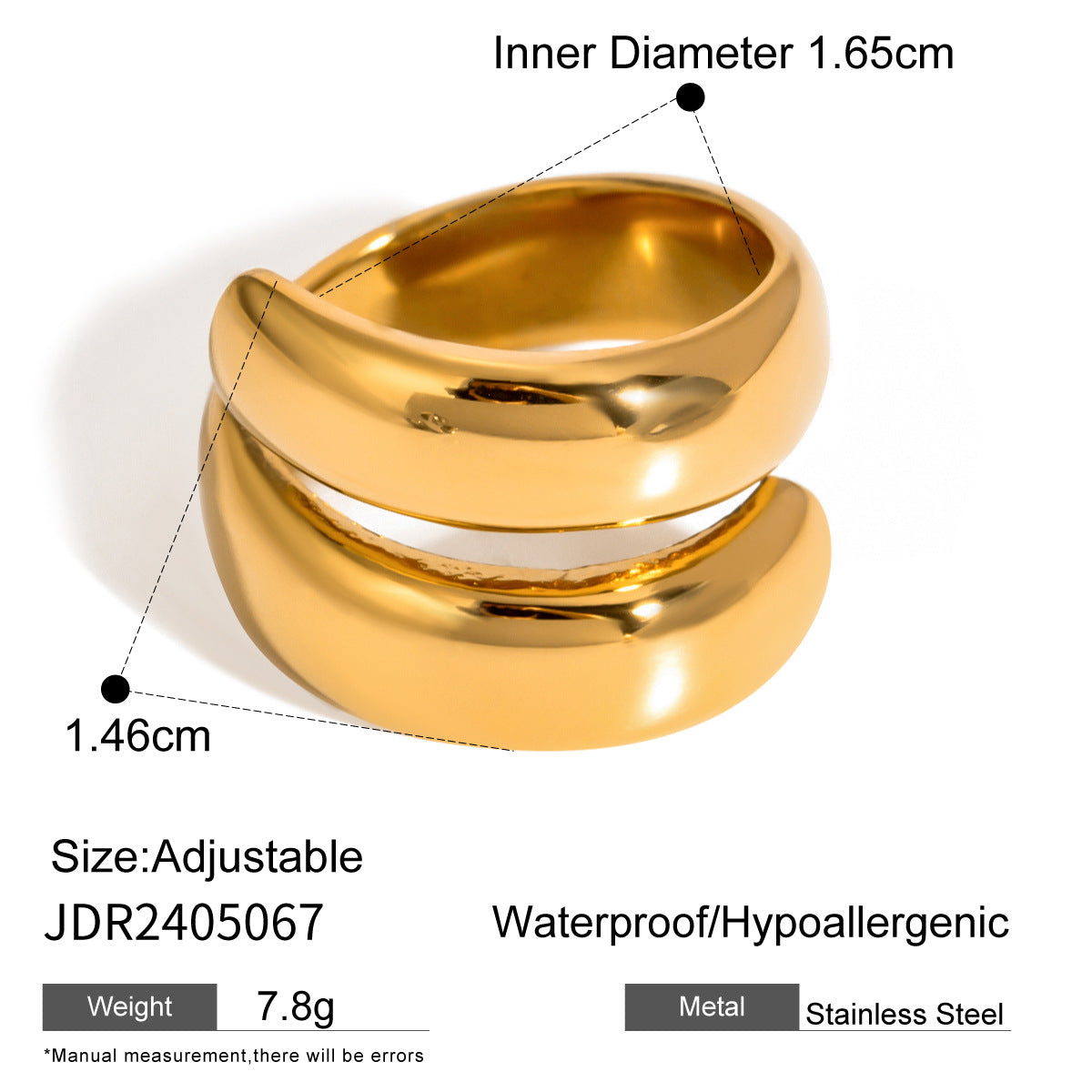 Wholesale  18k gold stainless steel double spring opening ring