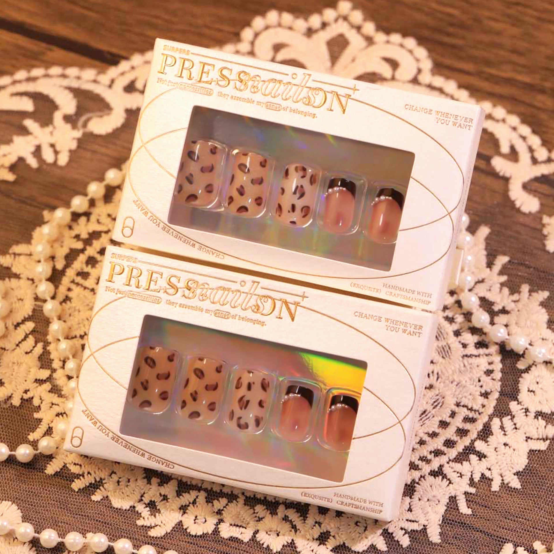 Wholesale 24 Pieces/boxLeopard Print Nails Kits Nail Stickers