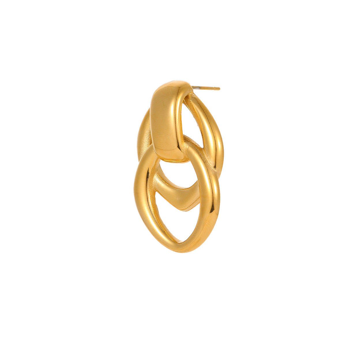 Wholesale  Golden Geometric Design Double-Ring Stainless Steel Earrings