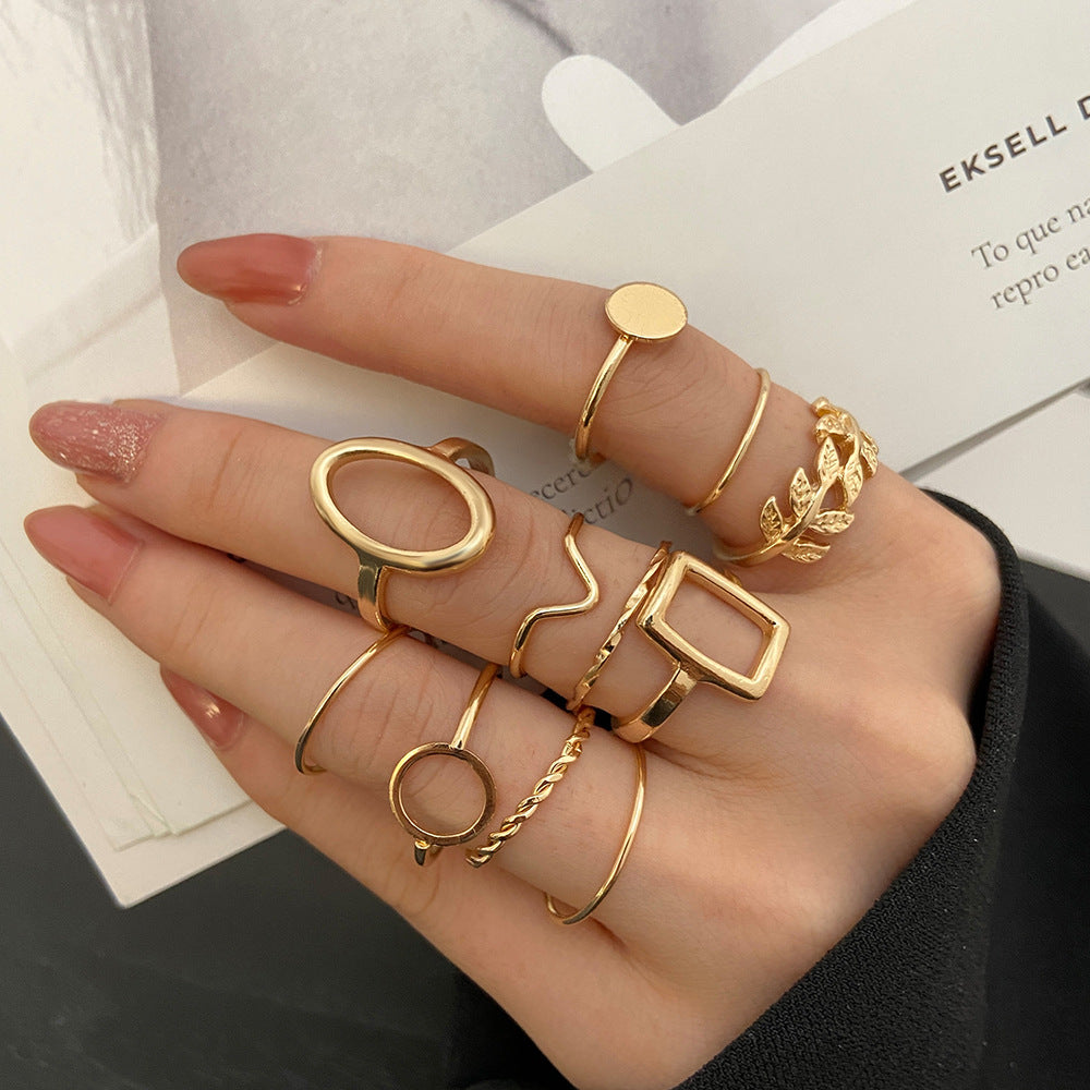 Wholesale Star,  Moon,  Heart,  Leaf,  Geometric 10-Piece Ring Set