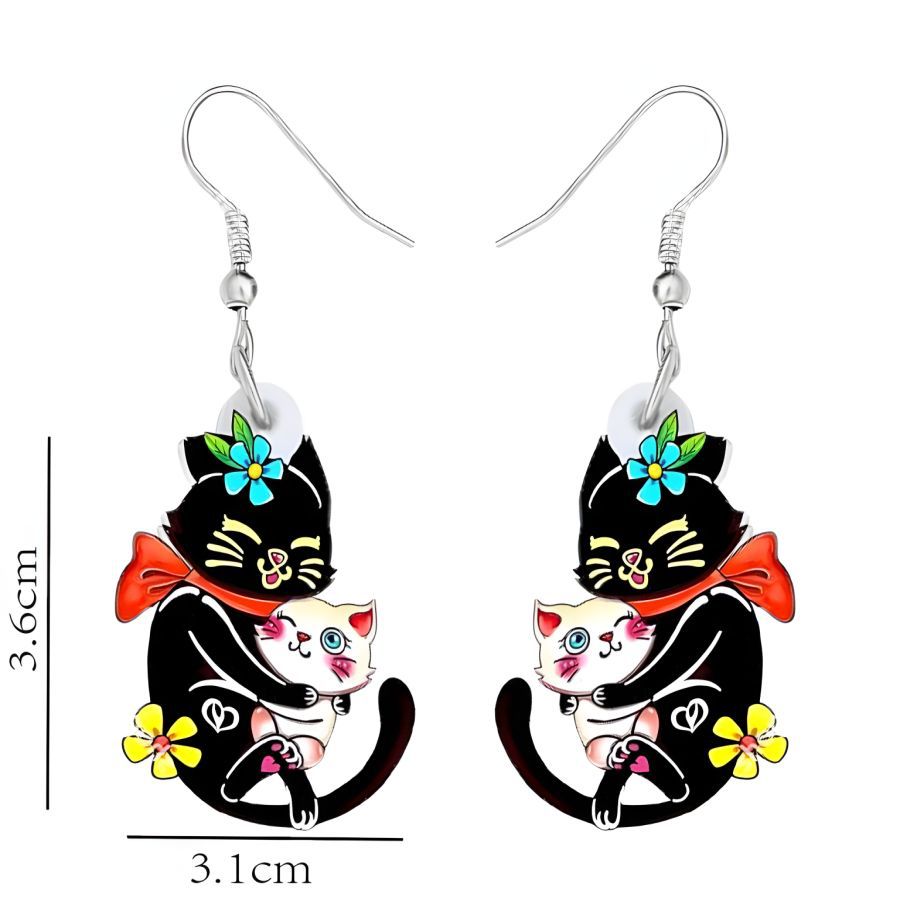 Wholesale Cute Christmas Cat Acrylic Earrings