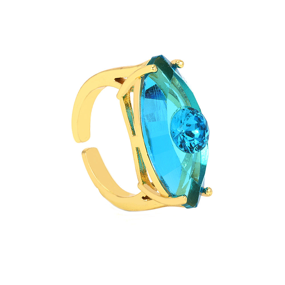 Wholesale Glass Evil Eye Ring for Women,  Opening Adjustable Geometric Design,  Trendy Jewelry Accessory for Everyday Wear or Boutique Resale
