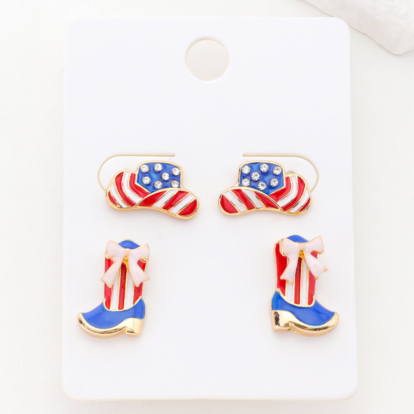 Wholesale American Star and Stripe Retro Oil-Drip Earrings Fashion Accessory Gift for Women