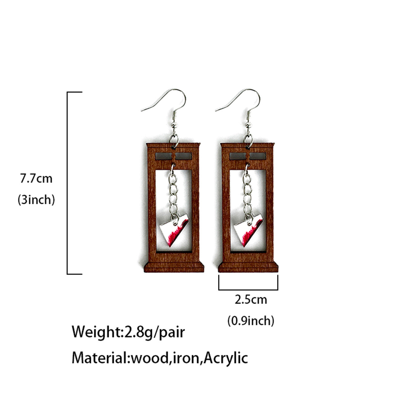 Wholesale Halloween retro horror chop wood earrings
