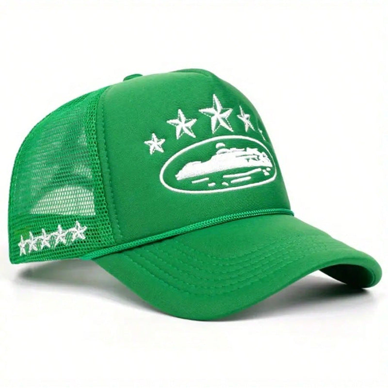 Wholesale Breathable Mesh Trucker Hat With Star Embroidery Summer Outdoor Baseball Cap Adjustable Everyday Style