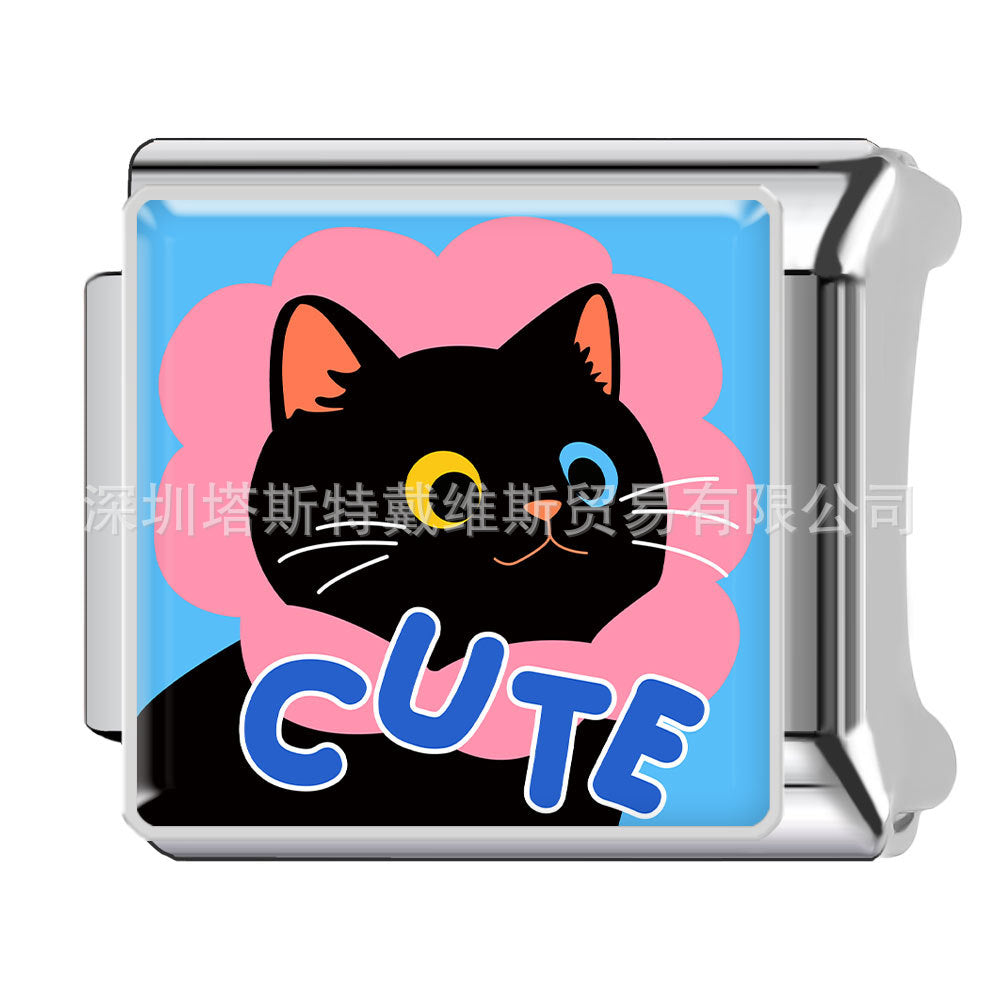 Wholesale Italian Charm Bracelet 9mm DIY Cute and able  Creative Stainless Steel Composable Bracelet