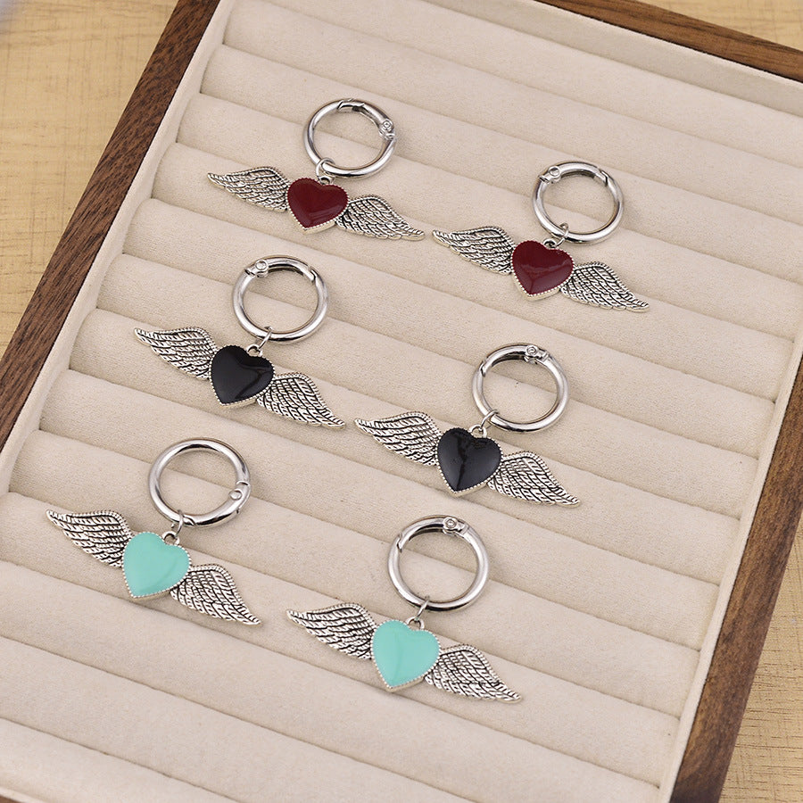 Wholesale Vintage Heart Wing Enamel Shoe Buckle Bag Charm Stylish Electroplated Zinc Alloy DIY Women S Accessory