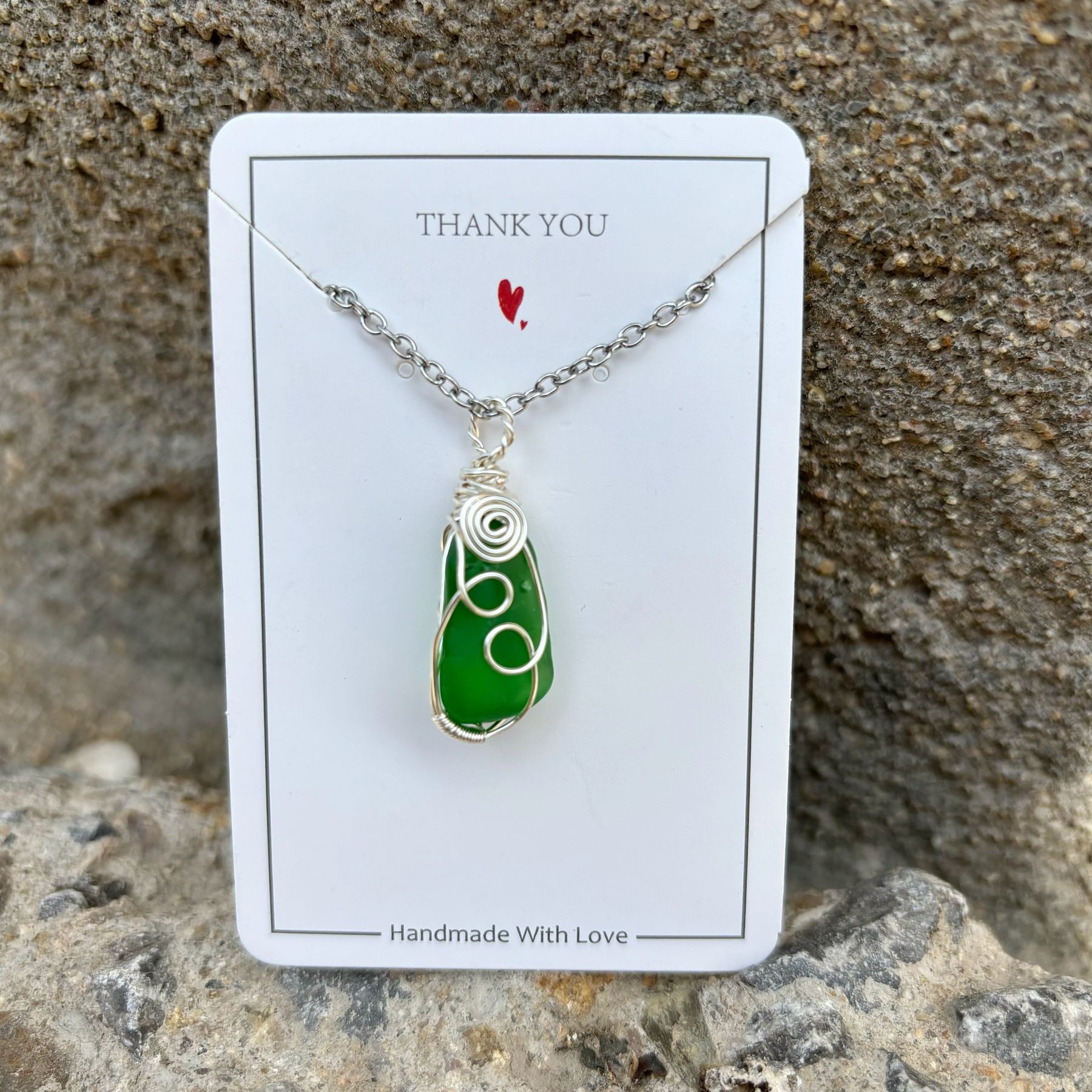 Wholesale Hand Wound Sea Glass Blue Necklace Pendant Crystal Natural Stone Crystal Mesh Bag ACC-NE-RongGuan012