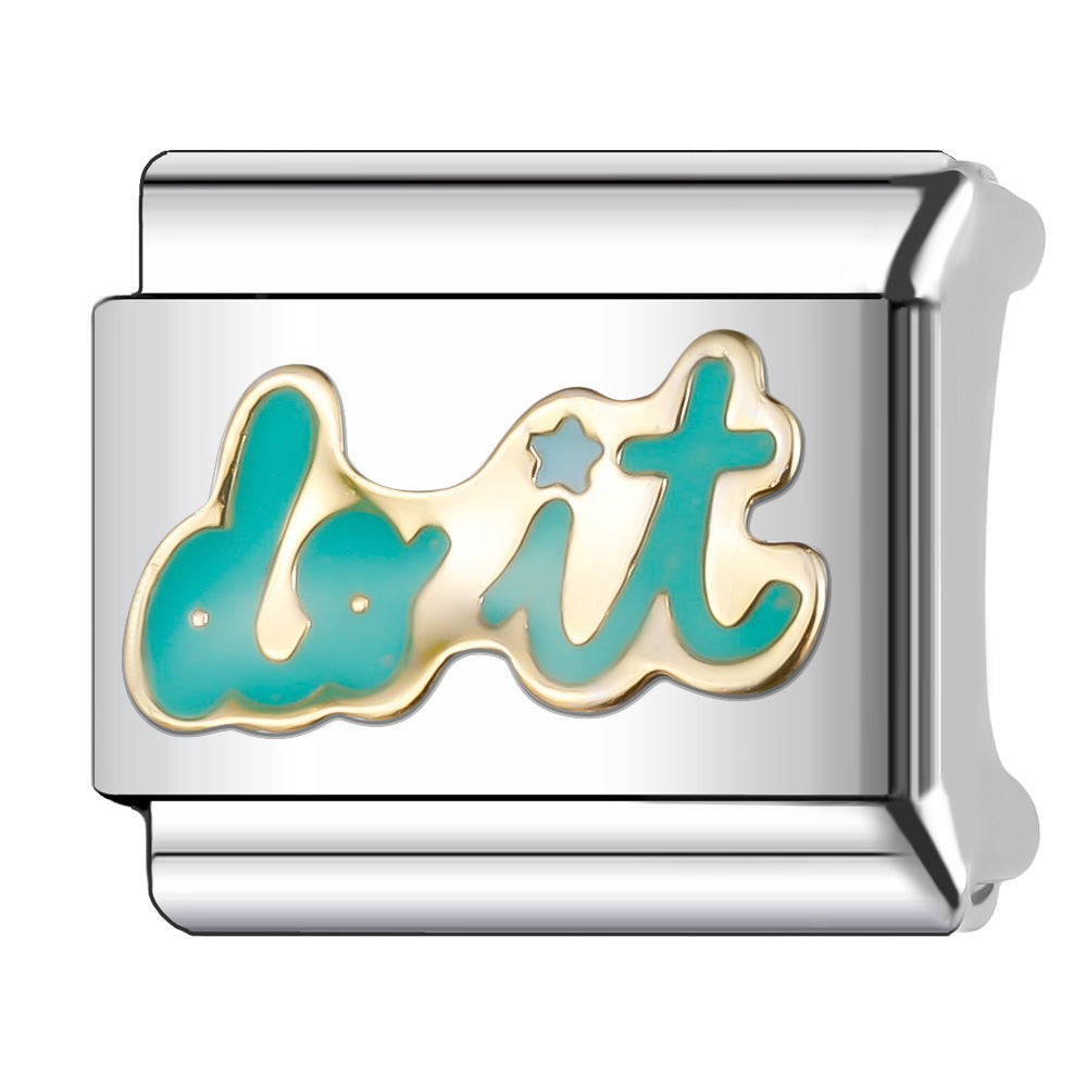 Wholesale Italian Charm Bracelet 9mm DIY Splicing English Retro Series Stainless Steel Composable Bracelet