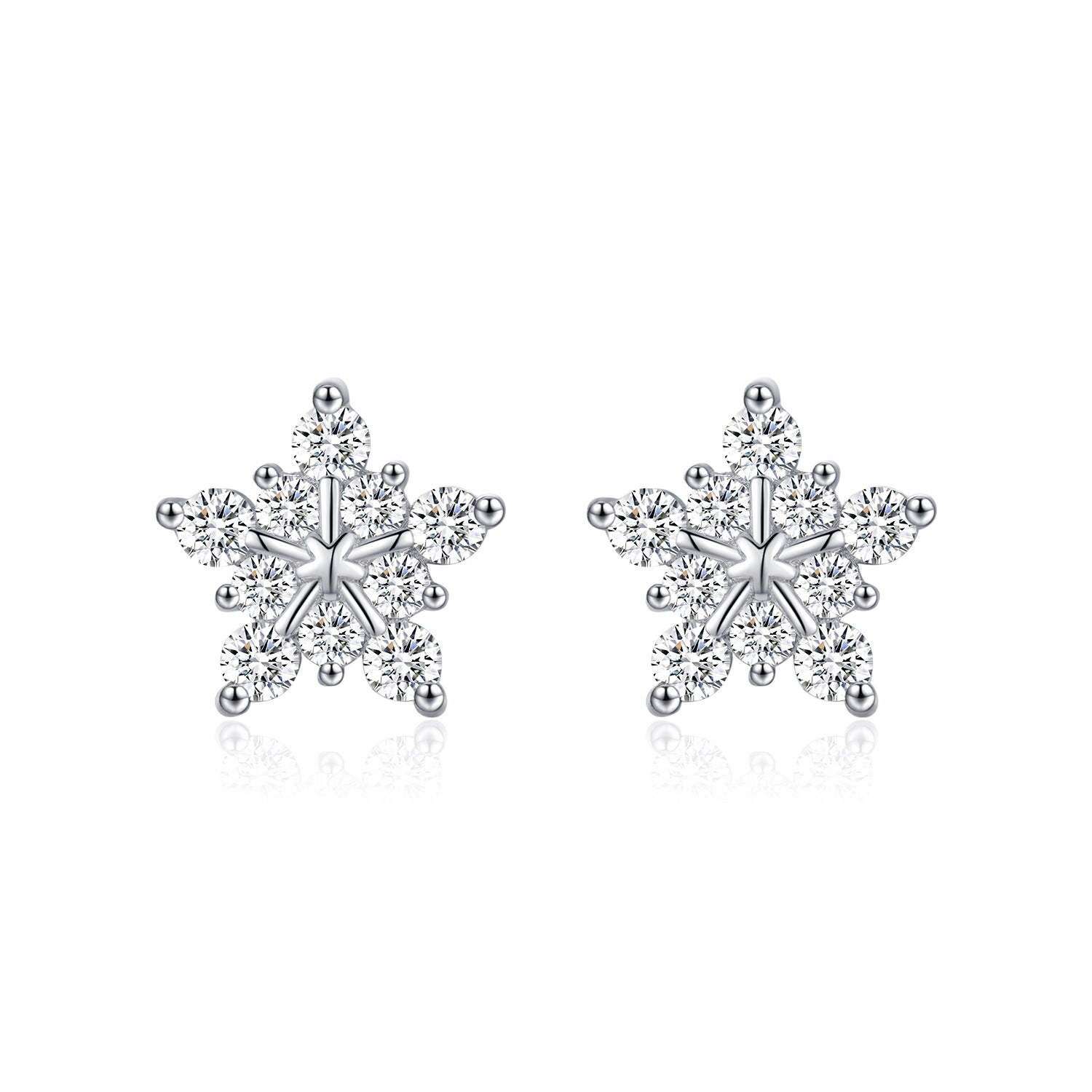 Wholesale  S925 Silver D Color Mosan Diamond Fashion Light Luxury Girly Christmas Snowflake Earrings