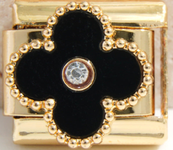 Wholesale Italian Charm Bracelet 9mm DIY Splicing Diamond Four-Leaf Clover Stainless Steel Composable Bracelet