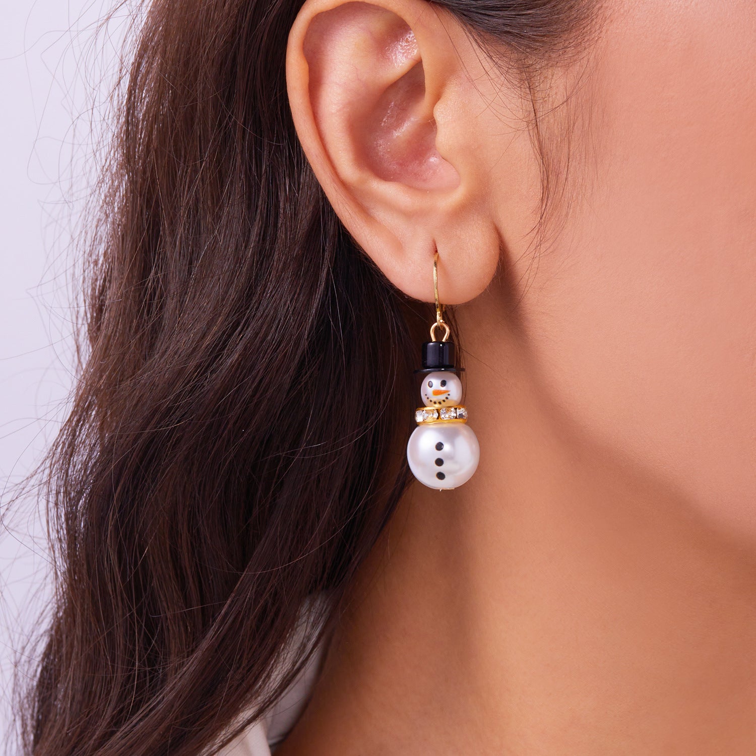 Wholesale  Christmas Earrings  All-match  Christmas Snowman Diamond Earrings