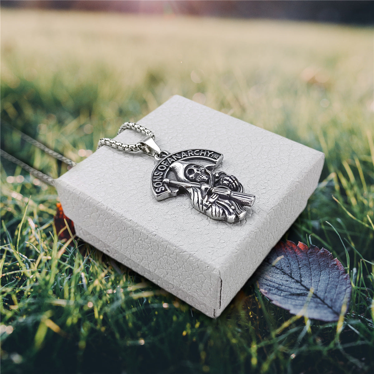 Wholesale Titanium Steel Men's Necklace Vintage Sons of Anarchy Pendant ACC-NE-Ruig007