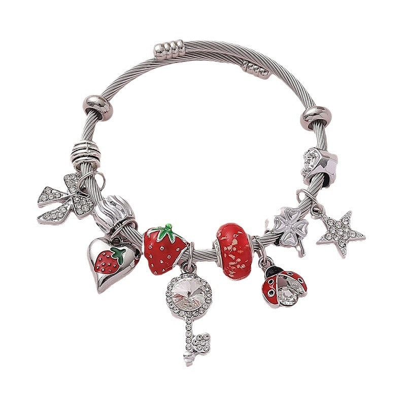 Wholesale strawberry beetle  glass beaded bracelet