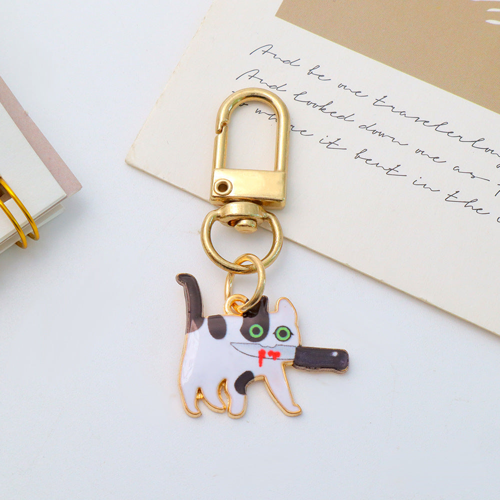 Wholesale Cartoon Cat Metal Pendant Keychain Bag Charm Car Key Accessory Gift