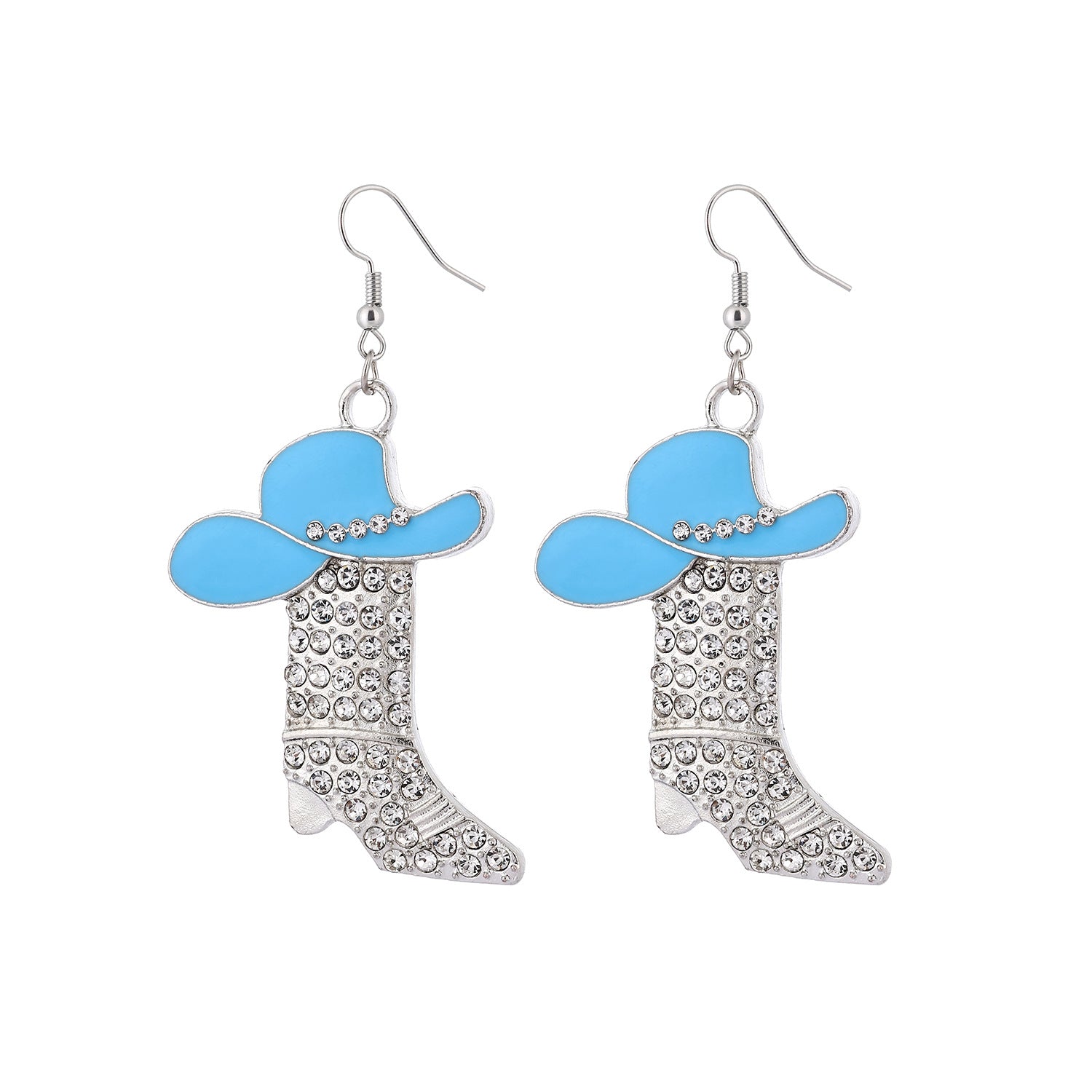 Wholesale western boots pendant earrings creative full diamond earrings