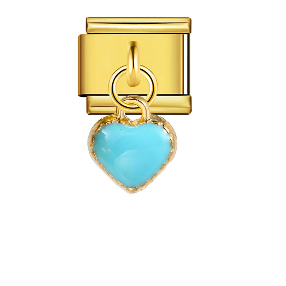 Wholesale Italian modular heart pendant  stainless steel DIY  bracelet