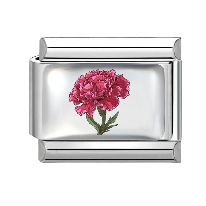 Wholesale Stainless Steel Electroplated DIY Bracelet Charm Month Flower Module for Everyday Wear Jewelry Accessory