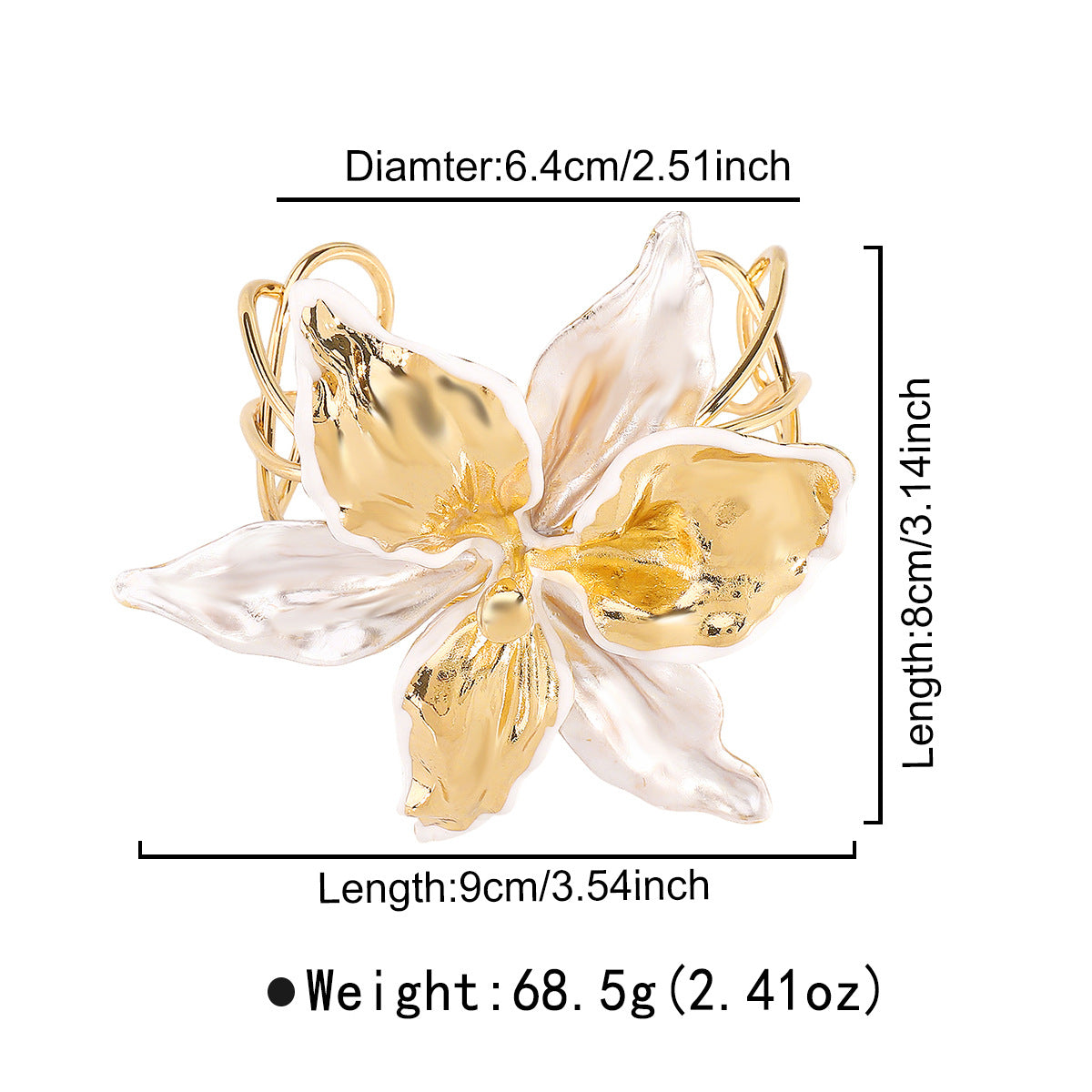 Wholesale retro niche exaggerated white flower enamel bracelet  temperament