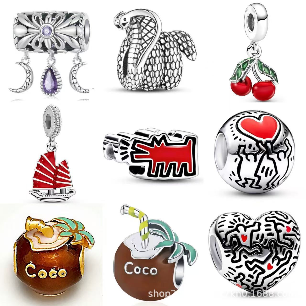Wholesale 5pcs Exquisite Enamel-Drip Crafts  DIY Beaded Bracelet Charms
