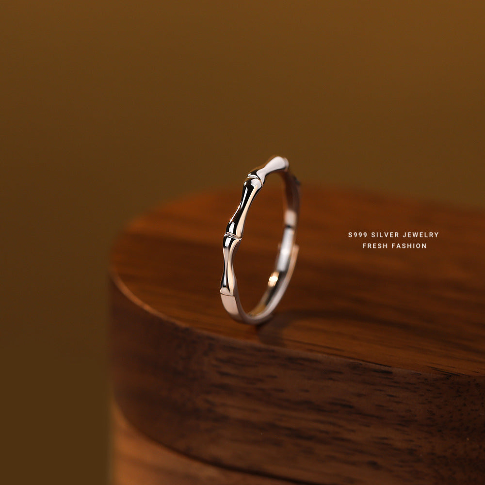 Wholesale s999 sterling silver bamboo couple ring