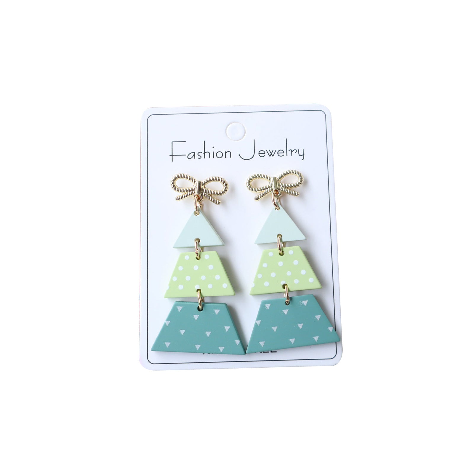 Wholesale Acrylic Christmas Tree Polymer Clay Painted Polka Dot Earrings
