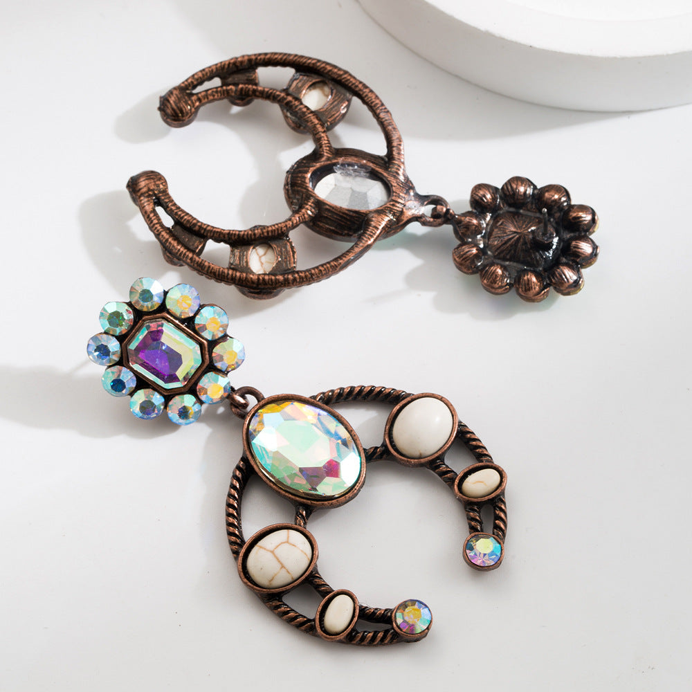 Wholesale Alloy Turquoise Geometric Drop Earrings Bohemian Style Fashion Accessory