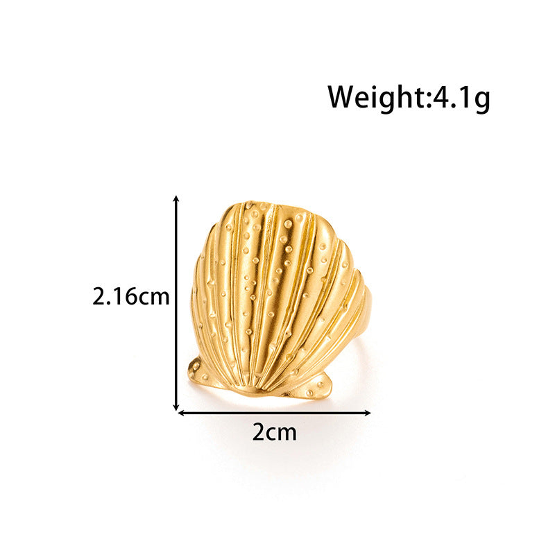 Wholesale titanium steel love starfish shell  opening adjustable ring