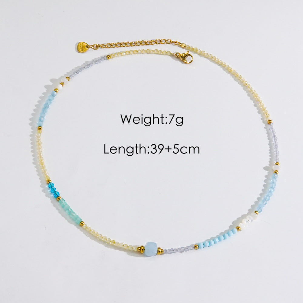 Wholesale Tianhe Stone Necklace  Retro Oval Natural Stone Pendant Beaded  Oil Dropping Necklaces