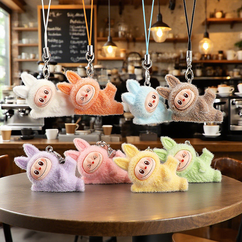 Wholesale 10pcs resin flocking side cute cartoon keychain mobile phone charm