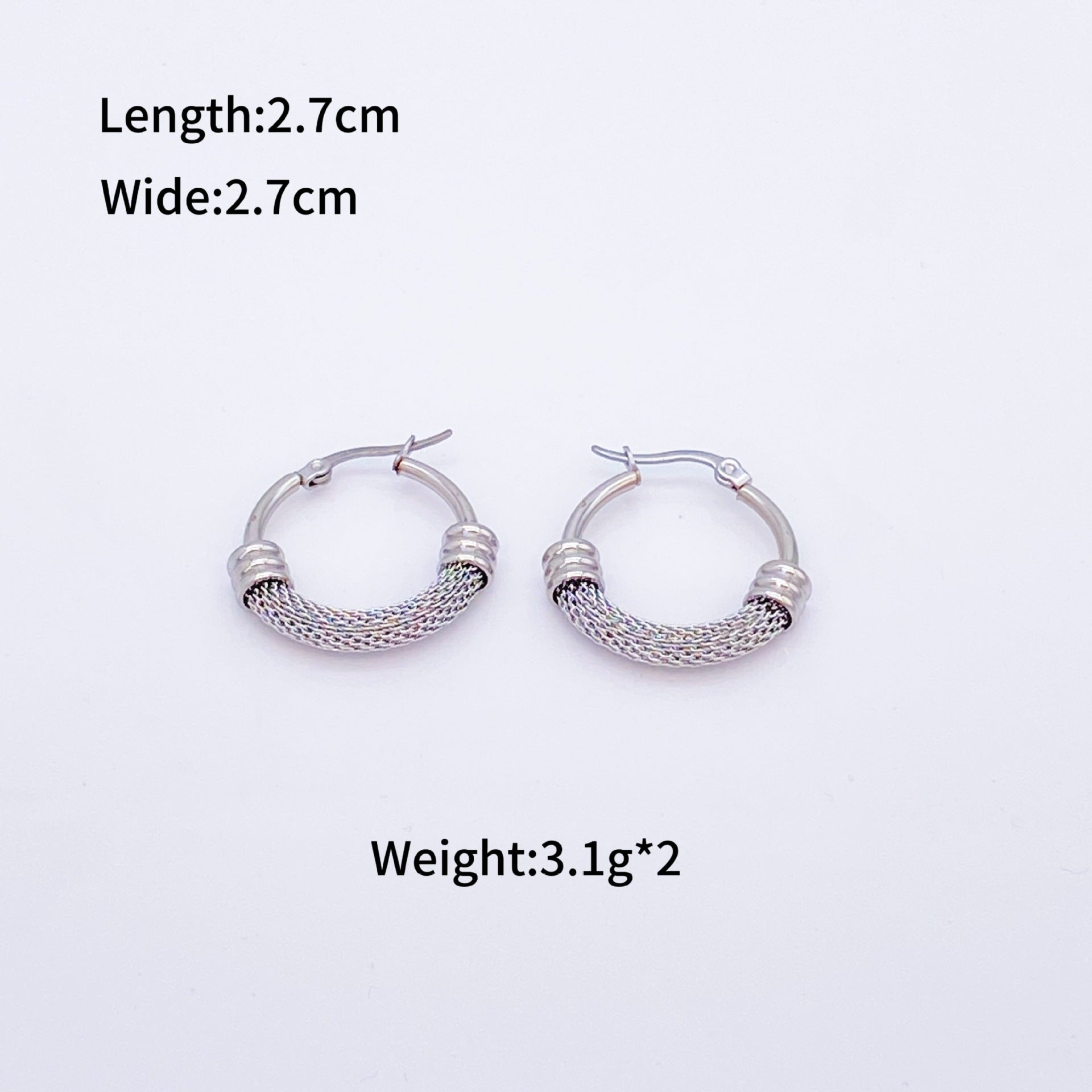 Wholesale Stainless Steel Titanium Steel Circle Halfnet  Earrings