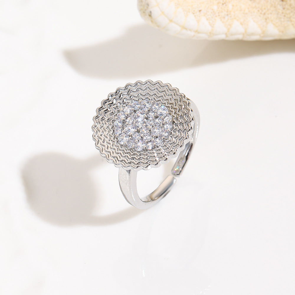 Wholesale 18k gold zircon round adjustable ring