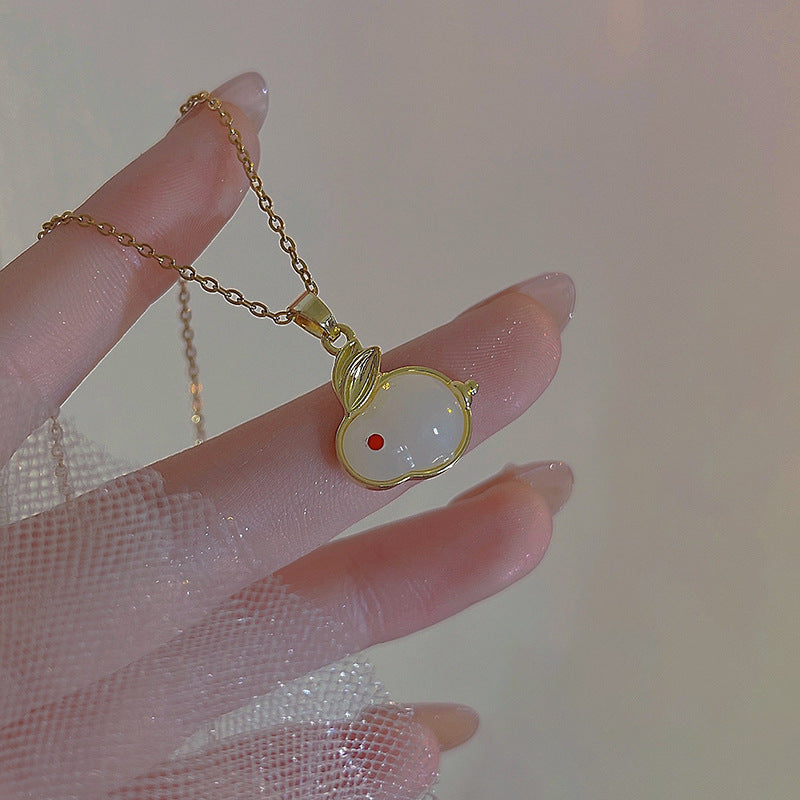 Wholesale Jade Rabbit Titanium Steel Light Luxury Necklace