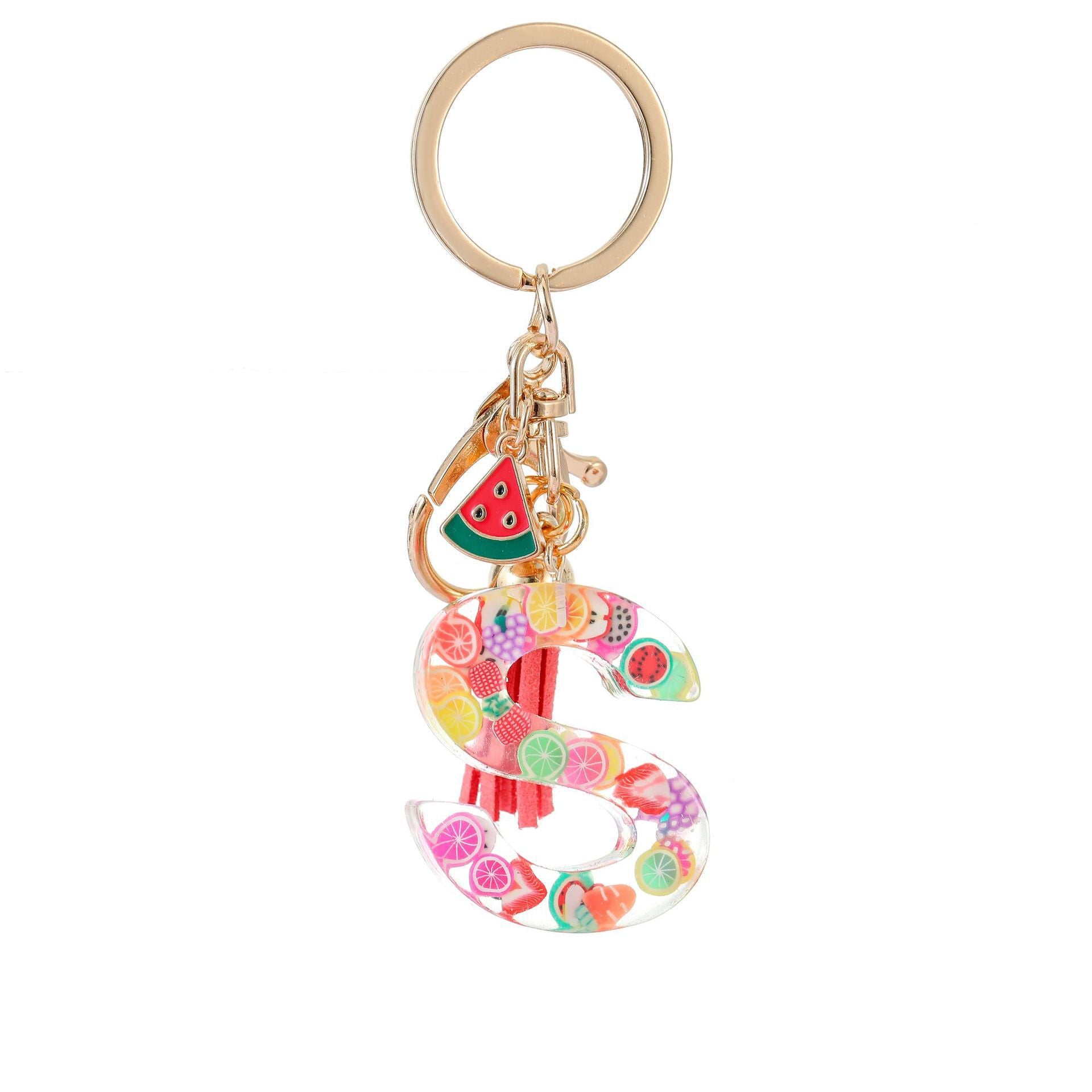 Wholesale Fruit resin letter keychain
