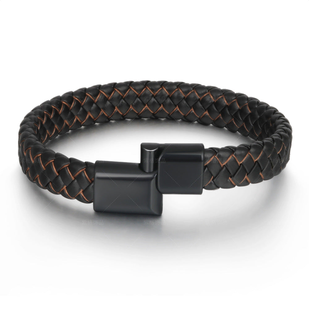 Wholesale Retro Men S Handwoven Leather Wave Bracelet Multi Layer Jewelry Accessory For Everyday Wear And Gift